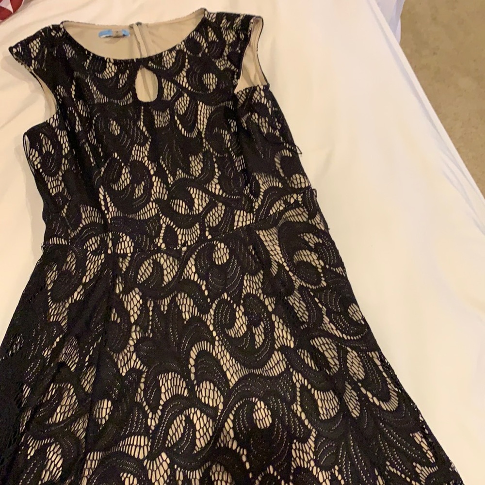 Black and Tan lace cocktail dress